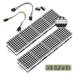 MAX7219 Dot Matrix Module 32x8 4 in 1 LED Display Modules for Arduino Raspberry Pi Microcontroller with 5Pin Wires Green (Pack of 2)