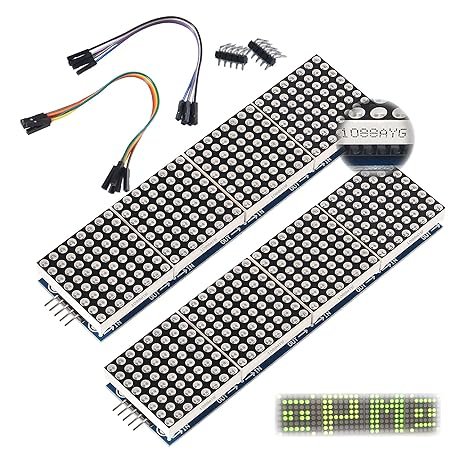 MAX7219 Dot Matrix Module 32x8 4 in 1 LED Display Modules for Arduino Raspberry Pi Microcontroller with 5Pin Wires Green (Pack of 2)