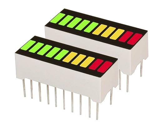 Electrobot 2pcs 10 Segment LED Bar Graph Display 3 Colors(Orange + Yellow+ Green) Single led bar Graph DIY